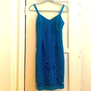 🌹Blue Sheath Mini Dress with Spaghetti Straps